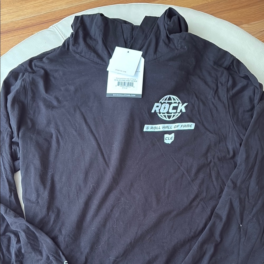 Black Long Sleeve Crew Neck Tee with Rock & Roll Hall of Fame logo